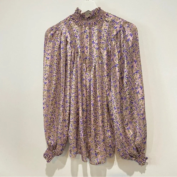 ASOS Curve Blouse Size 6 Floral Print Batwing Sleeves Ruffles Silky - Picture 17 of 17